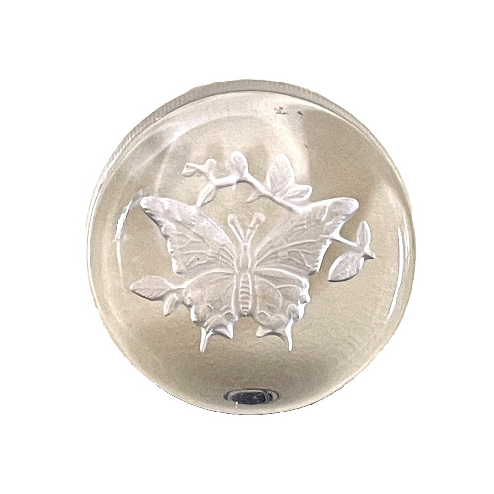 Lenox Imperial Glass‎ Paperweight Etched Butterfly Vintage Office Collectible